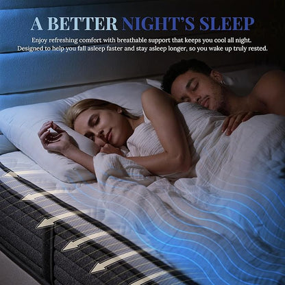 CH CHARME HOUSE Full Size Mattress, 14 Inch Full Hybrid Mattress in a Box, Medium Feel Foam and Individual Pocket Springs, Extra Edge Support, Pressure Relief, CertiPUR-US