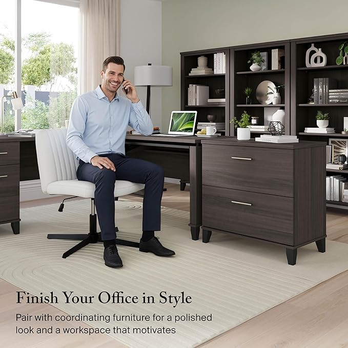 Bush Furniture 2 Drawer Lateral File Cabinet, Letter and Legal-Size Document Storage for Home or Professional Office, Somerset Collection, Storm Gray