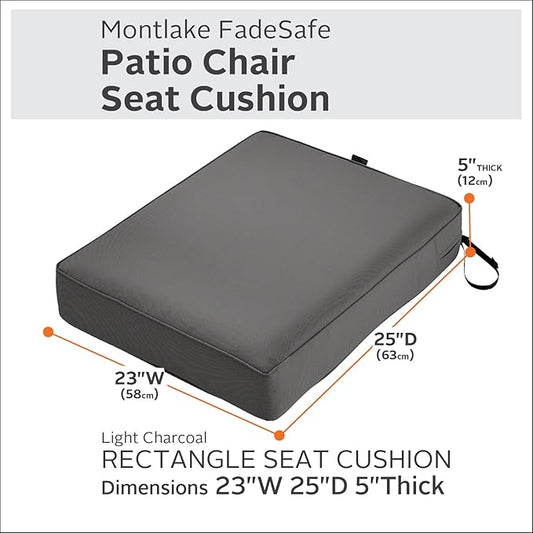 Classic Accessories Montlake FadeSafe Water-Resistant 44 x 20 x 3 Inch Patio Chair Cushion, Antique Beige