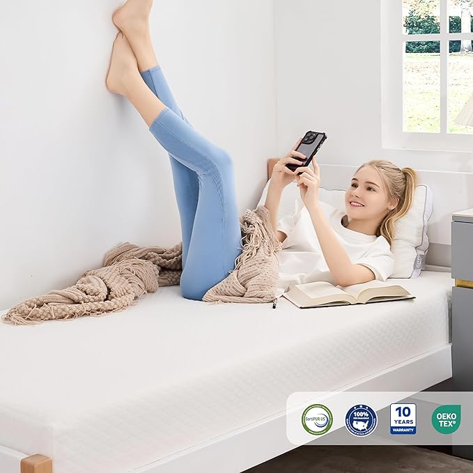Twin Mattress 8 Inch Green Tea Memory Foam Mattress for Cool Sleep & Pressure Relief, Medium Feel Support, Fiberglass Free, Bed in a Box, Removable Washable Cover, CertiPUR-US Certified