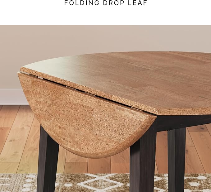 Signature Design by Ashley Shullden Casual Round Dining Small Drop Leaf Table, Seats up to 4, Gray
