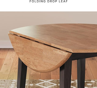 Signature Design by Ashley Gesthaven Contemporary Dining Drop Leaf Table with 4 Legs, Light Brown & Dark Brown