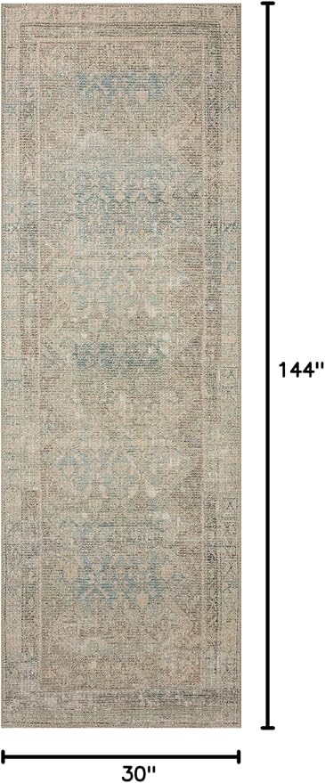 Loloi Angela Rose Aubrey Collection AUB-03 Jade/Natural 2'-6" x 12'-0", .19" Pile Height, Runner Rug