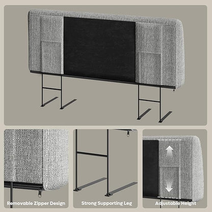 Upholstered Modern Headboard for Queen Size Bed, Height Adjustable and Ergonomic Headboard, Easy Assemble, Sturdy and Durable, Linen Finish, Grey