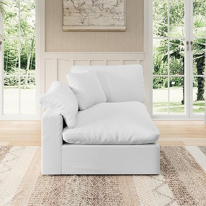 Modular Sectional Sofa Cloud Couch,Down Filled Comfy Cloud Modern Sofa,White Linen Oversized Couch Cushion Covers Removable for Living Room