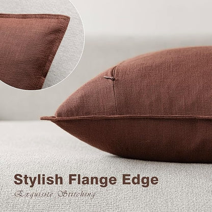 Foindtower Pack of 2, Decorative Linen Soild Throw Pillow Covers Soft Accent Lumbar Cushion Case Boho Farmhouse Pillowcase for Chair Couch Sofa Bedroom Living Room Home Decor 12 x 20 Inch Rust Red