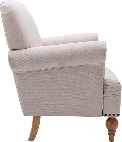 DM Furnitue Modern Accent Chair Comfy Arm Chairs Comfy Upholstered Lounge Chair Single Sofa Couch for Bedroom/Living Room, Cream