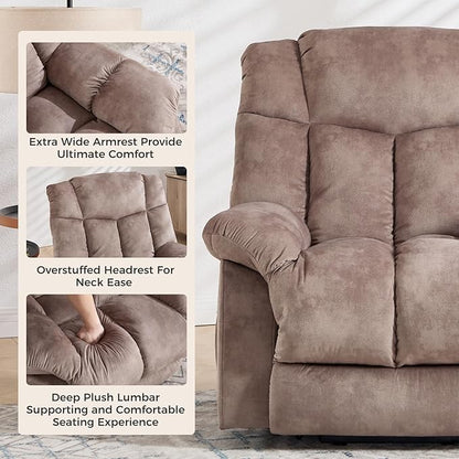 CANMOV Power Lift Recliner Chair for Elderly, Heavy Duty and Safety Motion Reclining Mechanism-Antiskid Fabric Sofa Living Room Chair with Overstuffed Design, Light Tan