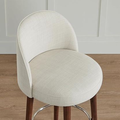 CHITA Counter Height Bar Stools Set of 2,Swivel Barstools for Kitchen Island,26.4" H Seat Height,Fabric,Linen