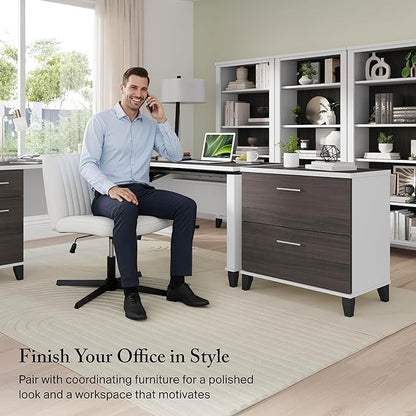 Bush Furniture 2 Drawer Lateral File Cabinet, Letter and Legal-Size Document Storage for Home or Professional Office, Somerset Collection, White and Storm Gray