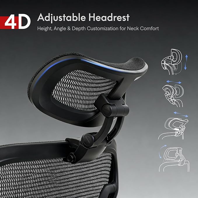 FLEXISPOT ErgoX Max Ergonomic Office Chair with footrest Black - Aluminum Alloy Frame & Base, 661 lb Capacity, 5D Armrests, 4D Adaptive Lumbar & 4D Headrest