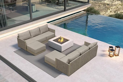 PURPLE LEAF Patio Furniture Set 8 Pieces Outdoor Conversation Sets PP Rope Patio Sofa with Cushions Manual Weaving Deep Seating Furniture for Porch Lawn Backyard Beige