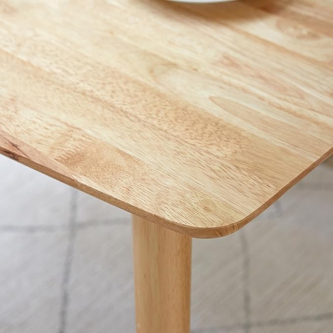 Livinia Aslan 59" Malaysian Oak Rectangular Wooden Dining Table/Large Solid Wood Kitchen Desk (Natural Oak)