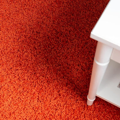 Unique Loom Solid Shag Collection Area Rug (3' 3" Round, Tiger Orange)
