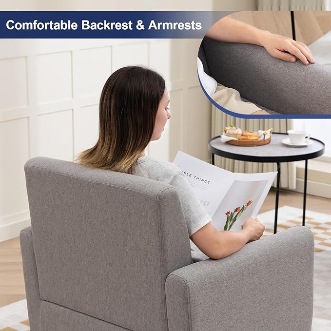 Accent Chairs Set of 2, Mid Century Modern Living Room Chairs Comfy Reading Chair with Upholstered Cushion Relax Armchair for Bedroom Apartment,Office, Light Grey