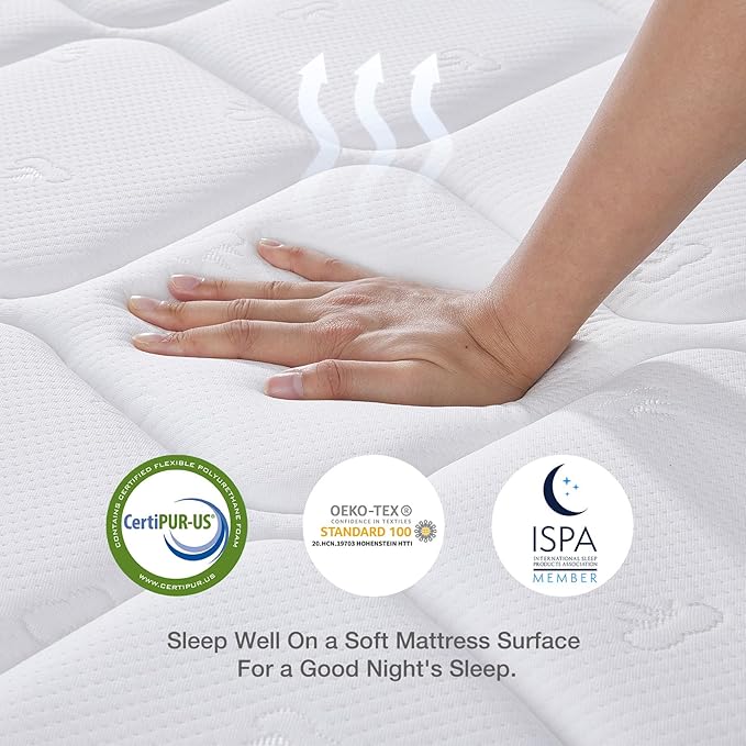 Novilla Queen Mattress in a Box, Queen Size Mattress 10 Inch,Pocket Innerspring with Foam Layer for Motion Isolation & Pressure Relief,Medium Firm Feel,CertiPUR-US