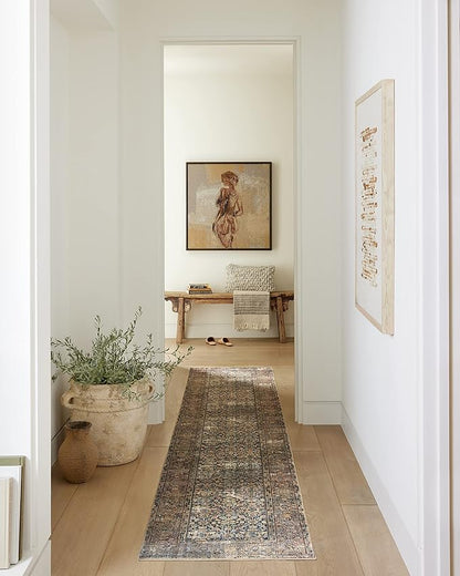 Loloi Amber Lewis Morgan Collection MOG-03 Denim/Multi 2'-3" x 11'-6" 38" Thick Runner Rug feat. CloudPile, Neutral, Room Décor, Vintage Inspired, Livingroom, Bedroom, Dining Area