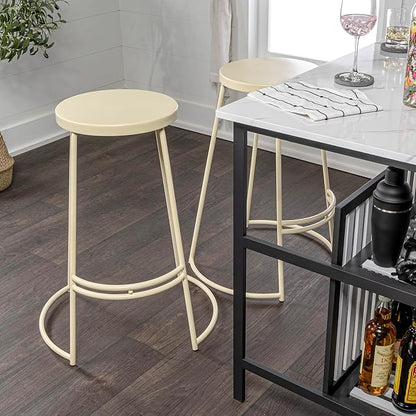 JONATHAN Y BSL1001D Hula 28.75" Modern Designer Iron Curved Backless Bar Stool for Home, Kitchen, Dining Room, Workspaces, Cafes and Resturants, Almond Frame