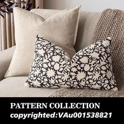 Foindtower Set of 2 Decorative Neutral Floral Lumbar Throw Pillow Covers Accent Farmhouse Cushion Covers Boho Vintage Pillowcase for Couch Sofa Bedroom Living Room Home Decor,12×20 Inch,Black