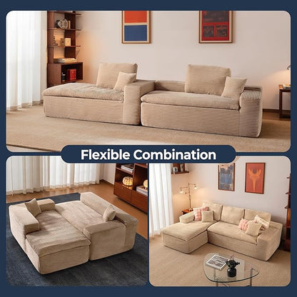106" Oversized Couch Sofa, L Shape Couches for Living Room, No Assembly Required Corduroy Sectional Sofas with Left Facing Chaise for Home Apartment