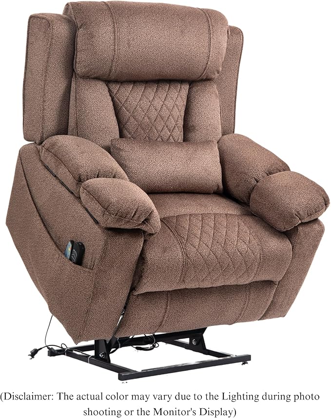 Big Man Power Lift Recliner for Elderly Adults 28 Inch Wide Seat, Lay Flat Lift Chair with Heat Massage, Arm Storage Cup Holders, USB Type C Charging, Oversized Recliner 400 lbs