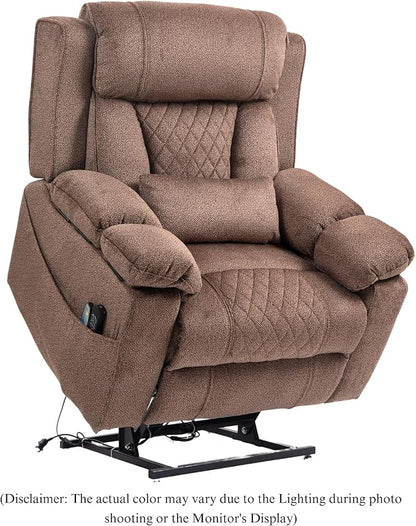 Big Man Power Lift Recliner for Elderly Adults 28 Inch Wide Seat, Lay Flat Lift Chair with Heat Massage, Arm Storage Cup Holders, USB Type C Charging, Oversized Recliner 400 lbs