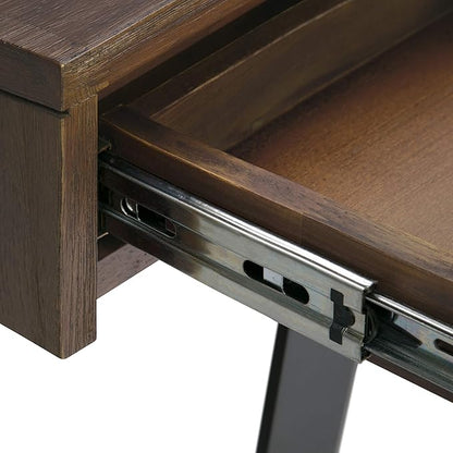SIMPLIHOME Lowry Desk - 54-Inch Wide Solid Acacia Wood and Metal Writing Desk in Rustic Natural Aged Brown, Modern Industrial Home Office Computer Table with 2 Drawers and Flip-Down Keyboard Tray