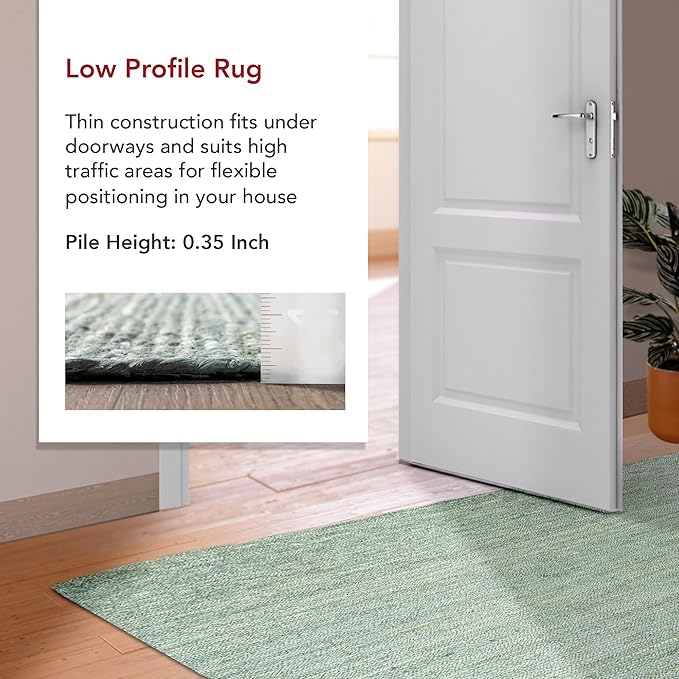 nuLOOM 2' 6" x 6' Rigo Jute Hand Woven Area Rug, Green, Solid Farmhouse Design, Natural Fiber, for Bedroom, Living Room, Dining Room, Hallway, Office, Kitchen, Entryway