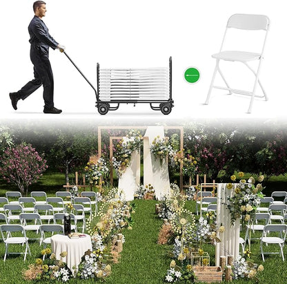 Folding Chairs 30 Pack,White Folding Chair for Outdoor Use,Heavy Duty 350lb Capacity Portable Event Chairs with Steel Frame,Wedding Party Office Dining (No Assembly Required)