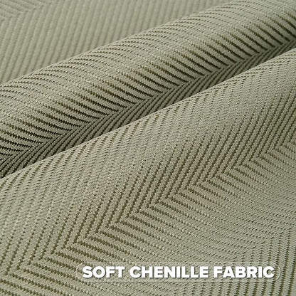FUTEI Sage Green Chenille Throw Pillow Covers 16x16 Inch Set of 2,Soft Wide Chevron Textured Cushion Case,Farmhouse Home Decor for Couch Bed Living Room