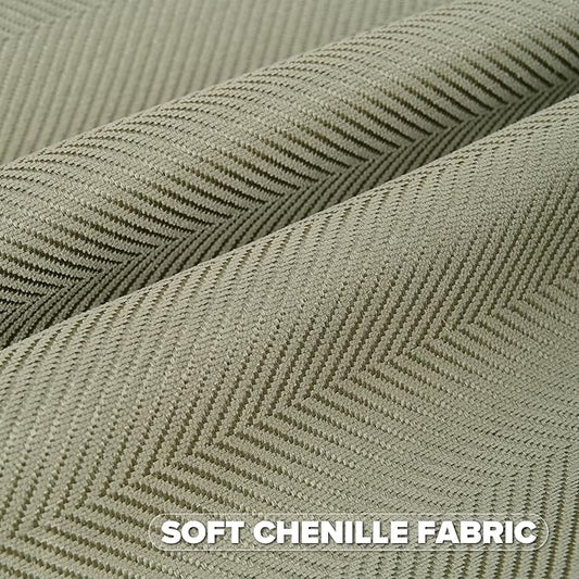 FUTEI Sage Green Chenille Throw Pillow Covers 16x16 Inch Set of 2,Soft Wide Chevron Textured Cushion Case,Farmhouse Home Decor for Couch Bed Living Room