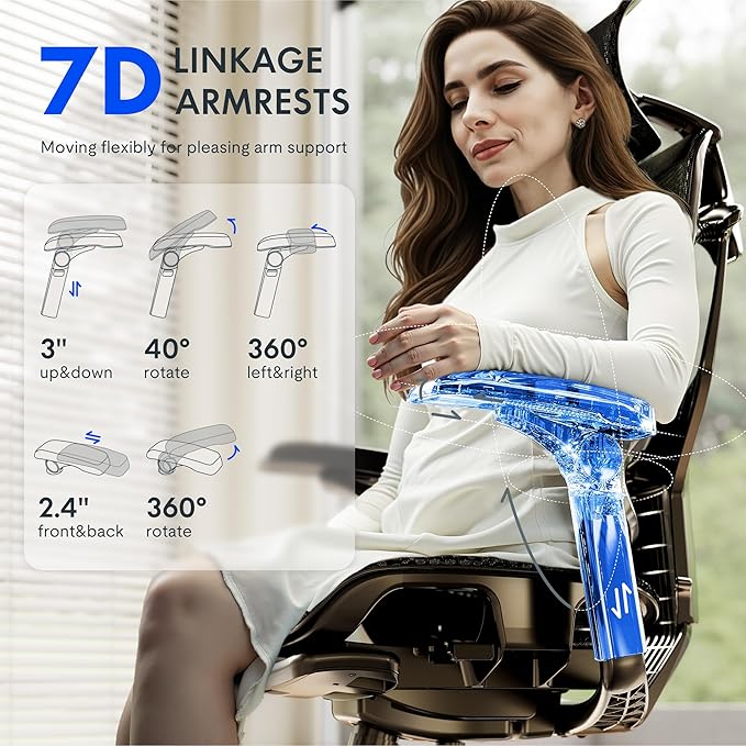 FLEXISPOT ErgoX-PRO Ergonomic Office Chair with Footrest Black – 5D Lumbar, 7D Armrests, 4D Headrest, 551LB Capacity, Cloudtech Cushion – Office, Gaming, Bedroom