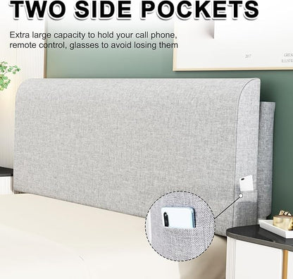 Upholstered King Headboard, No Tools Needed, Wall Mounted Headboard with Removeable Washable Linen, Multi-Functional Backrest (Grey)