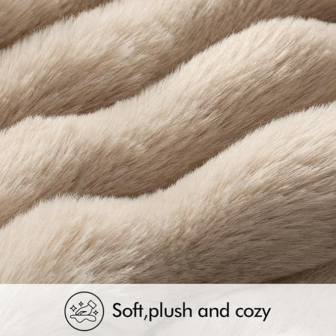MIULEE Faux Fur Pillow Covers Thick Soft Plush Lumbar Throw Pillows Luxury Home Decor for Couch Bed Bedroom Living Room Sofa,12x20 Inch Pack of 2 Khaki