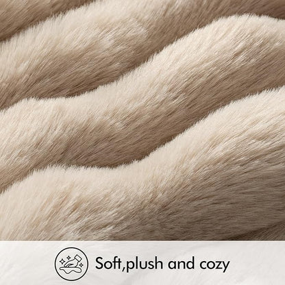 MIULEE Faux Fur Pillow Covers Thick Soft Plush Lumbar Throw Pillows Luxury Home Decor for Couch Bed Bedroom Living Room Sofa,12x20 Inch Pack of 2 Khaki