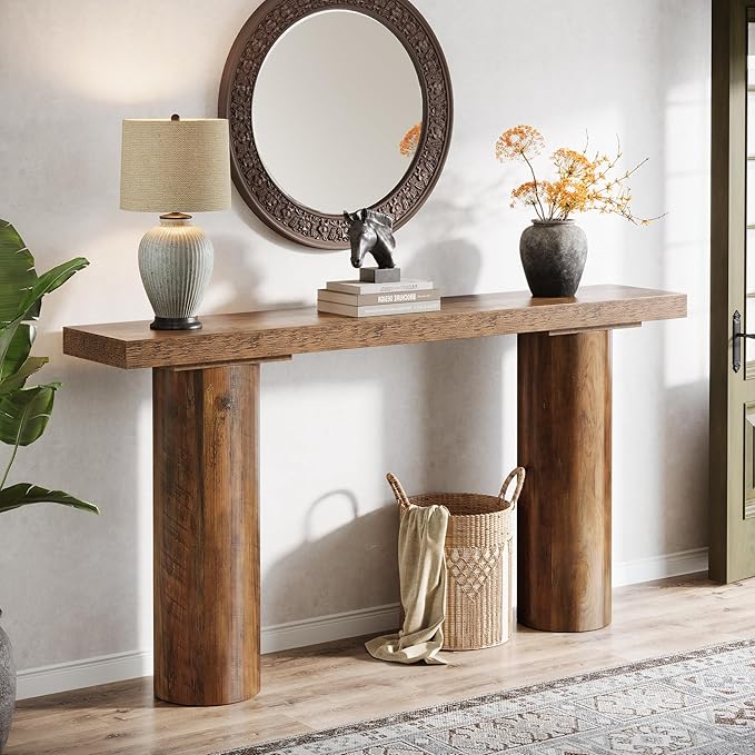 Tribesigns 63" Farmhouse Entryway Console Table, Narrow Long Sofa Table Behind Couch for Living Room, Hallway, Entrance, Foyer