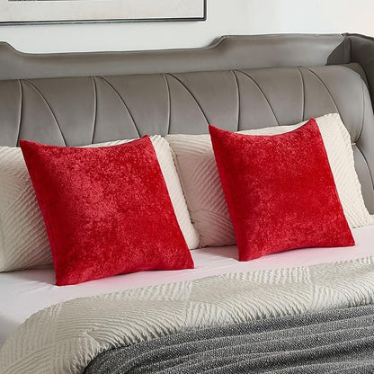 FUTEI Christmas Red Flannel Throw Pillow Covers 12x20 Inch Set of 2,Soft Dimensional TextuChristmas Red Lumbar Pillow Cases,Modern Home Decor for Couch Living Room