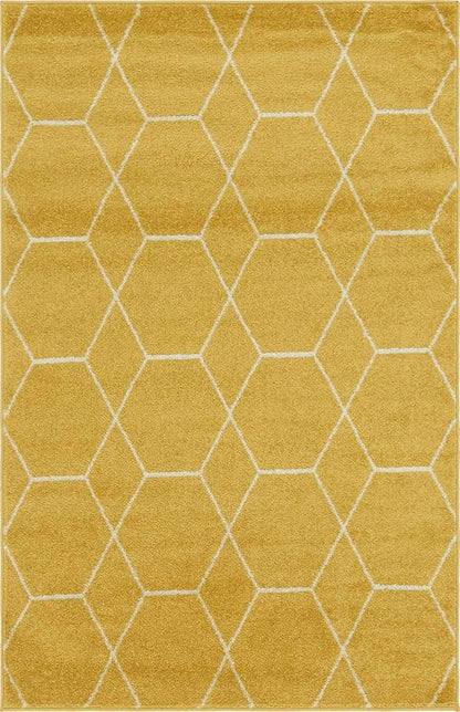 Unique Loom Trellis Frieze Collection Area Rug - Geometric (4' 1" x 6' 1", Yellow/ Ivory)