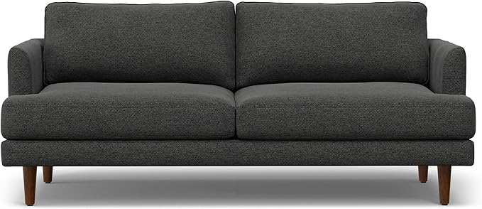 SIMPLIHOME Livingston 76-inch Wide Sofa in Charcoal Grey Woven-Blend Fabric, Handcrafted Loveseat Couch for Living Room or Family Room, Mid-Century Modern Style, Solid Wood Frame