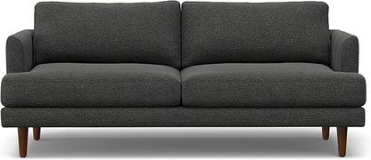 SIMPLIHOME Livingston 76-inch Wide Sofa in Charcoal Grey Woven-Blend Fabric, Handcrafted Loveseat Couch for Living Room or Family Room, Mid-Century Modern Style, Solid Wood Frame