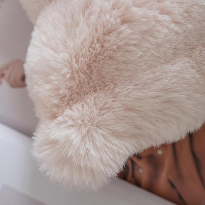 Neelvin Beige Faux Fur Cozy Soft Double-Sided Decorative Throw Pillow Covers 24x24 inch Set of 2,Velvet Pillowcase Cushion Case for Sofa Couch