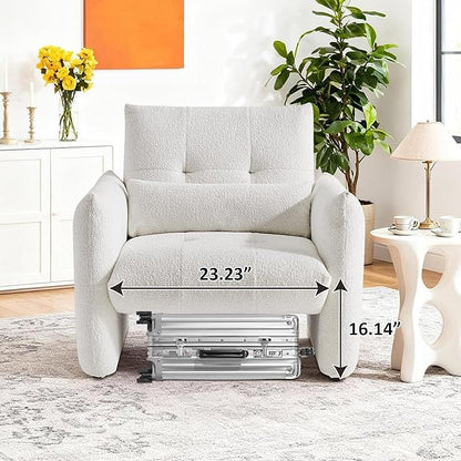 33.9" Accent Chairs, Modern Upgrade Sherpa Fabric Arm Chair Comfy Upholstered Armchair Leisure Single Sofa Chair with a Waist Pillow for Bedroom, Office and Living Room