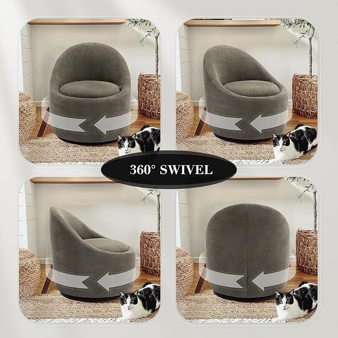 360° Swivel Accent Chair, Mid-Century Modern Chair with Hidden Storge, Small Swivel Chair with Arms for Living Room/Office-Green