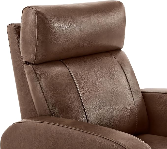 CHITA Genuine Leather Power Swivel Glider Recliner Chair for Adults, FSC Certified Electric Nursery Rocker Recliner Chair for Living Room, Light Brown