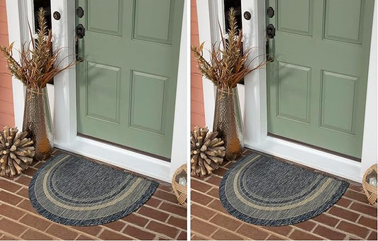 Unique Loom Outdoor Border Collection Area Rug - Soft Border (2' 7" x 4' 1" Hearth Blue/Ivory) (Pack of 2)