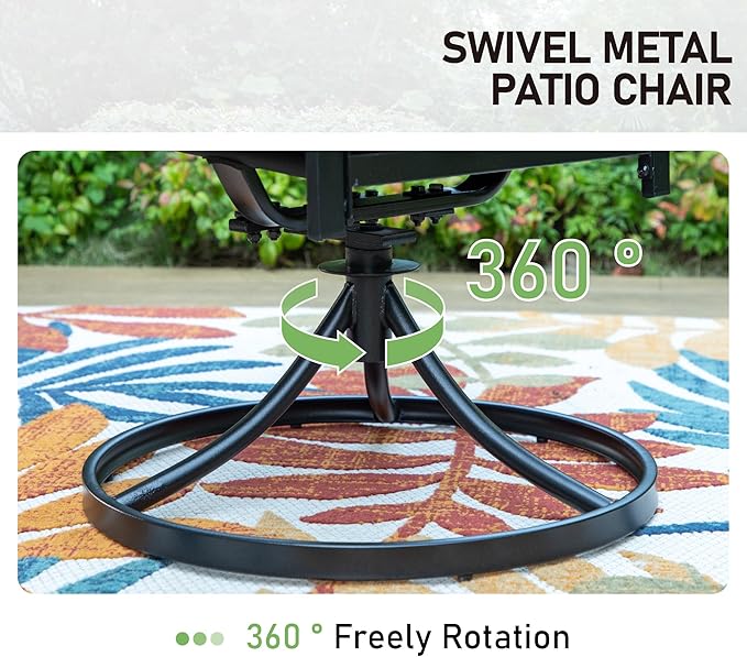 Sophia & William Outdoor Swivel Metal Chairs Set of 2, Patio Dining Chairs with Cushions, Strong Capacity Furniture Set for Garden Backyard Support 300lbs