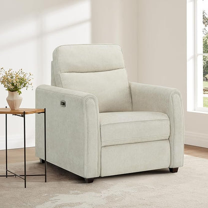Zero Wall Recliner Chair Wall Hugger Power Recliner Chair with Comfortable Backrest High Wood Leg USB & Type C Dual Charge Ports for Living Room RV Furniture or Small Spaces
