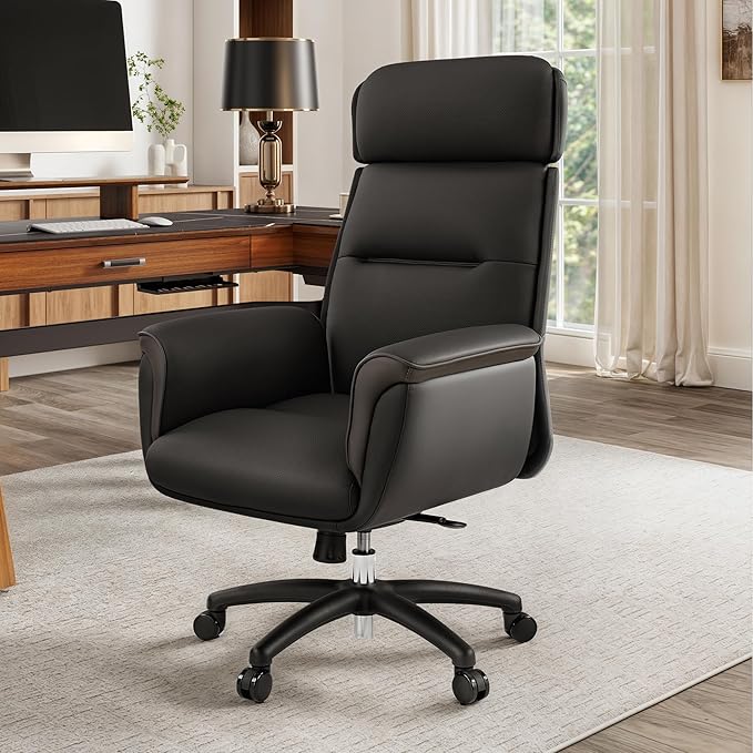 EUREKA ERGONOMIC Royal Ergonomic Office Chair Executive Desk Chair, Microfiber Leather High Back Executive Chair Comfy Ergonomic 360° Swivel with Lumbar for Home Workshop- Black