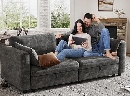 KKL Modular Sectional Sofa Couches for Living Room, Loveseat Sofa Couch with Adjustable Backrest, 2 Seater Sofa Couch with Comfy Cushion, Chenille, Grey