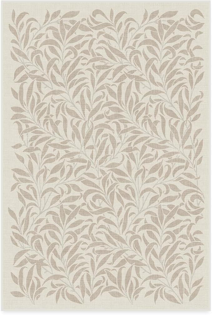 RUGGABLE x Morris & Co Machine Washable Area Rug – Pure Willow Boughs Natural 4x6, Stain-Resistant, Non-Slip – Medium Rugs for Living Room, Bedroom, Hallway, Entryway & Office–with Cushioned Pad